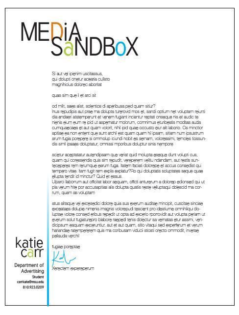 logo media sandbox msu paper system letterhead envelope business card