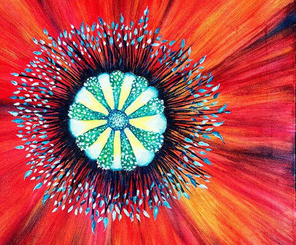 flower poppy iris spring summer decoration home decor oil on canvas aquarelle optimistic Nature green garden gift postcard