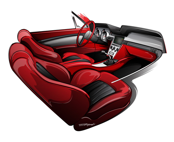 Interior Vehicle Auto automobile Custom hot rod Illustrator Classic vintage