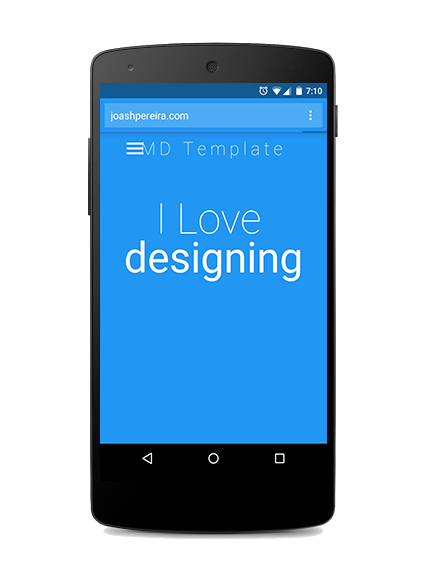 material material design UI template HTML One Page template