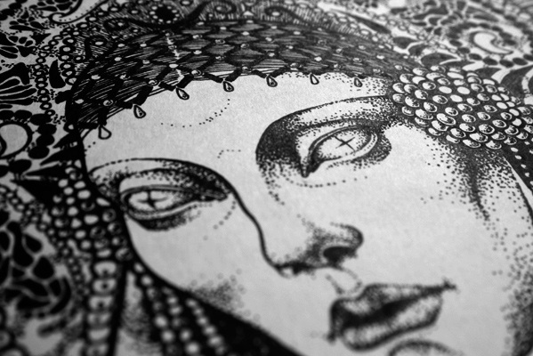 graphics line-art art black-art girl beauty bones Nature black and white paper ink dot-work