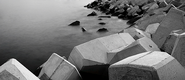 sea scape coastal black and white water Time Exposure monochrome