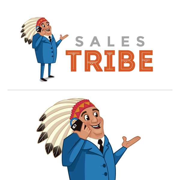 indian native american chief business man talking on phone tribe cartoon