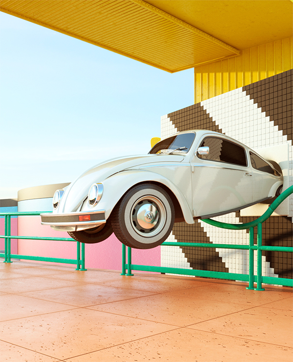 Cars volkswagen beetle design set design  sunshine outdoors