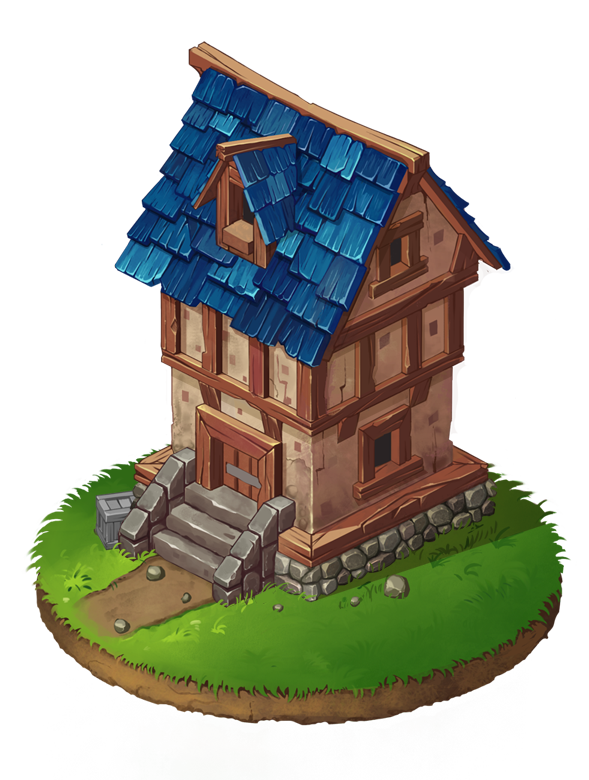 building Isometric arch house mobile game props tower mobile