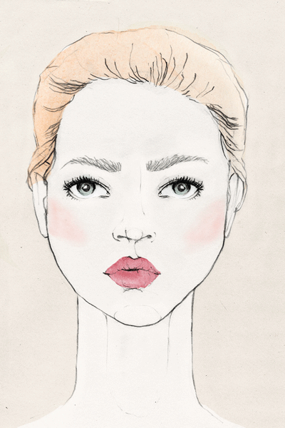 beauty make-up how-to tutorial blusher girl Kate moss blonde water colour pencil magazine