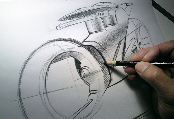 olivier Gamiette photoshop rendering Bike concept hand sketch