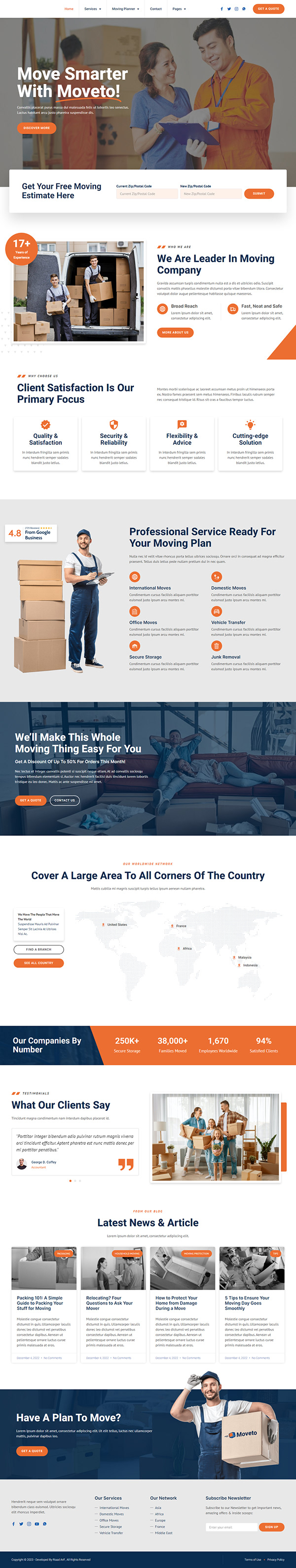 Moving Company WordPress Website | Web Design