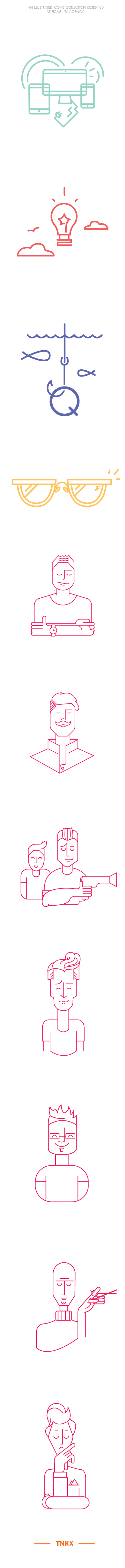 Icon illustrated line lineart geometric set geometry clean flat motion art direction graphic design creative