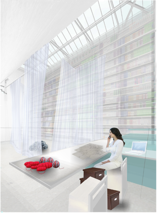 Tara donovan workspace white space curtain dividers installation designer Massey University 2nd year design Spatial Design