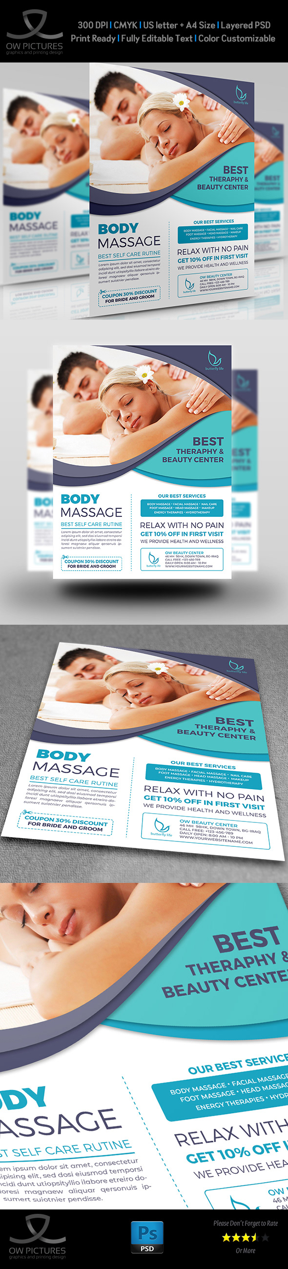 Massage Flyer Template on Behance In Half Page Flyer Template