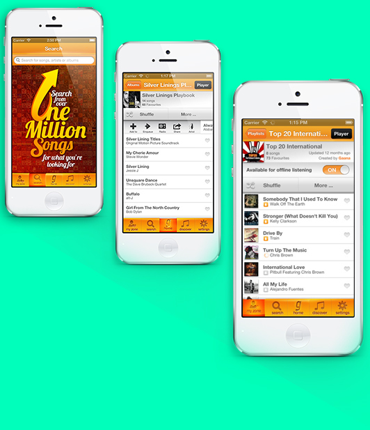 gaana Streaming music streaming English Songs Bollywood Telegu bengali app design app ios iphone iphone 5 music app Iphone 4