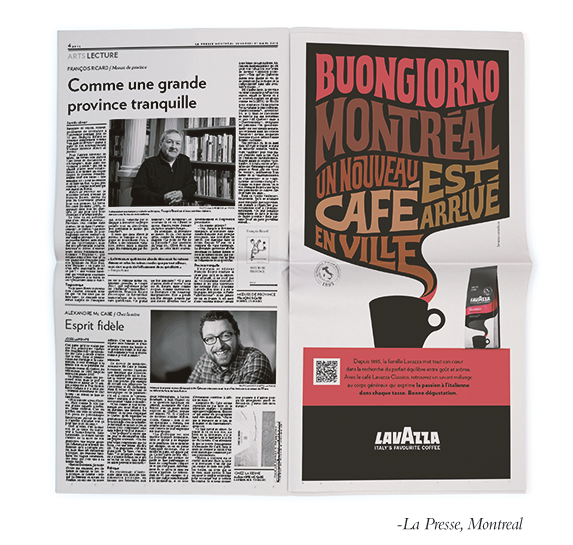 Lavazza type design type luca barcellona america Press Campaign campaign launch Coffee new product drip banner Spot