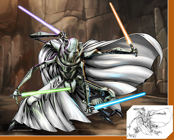 General Grievous - I've only seen this finished illustration used on t...