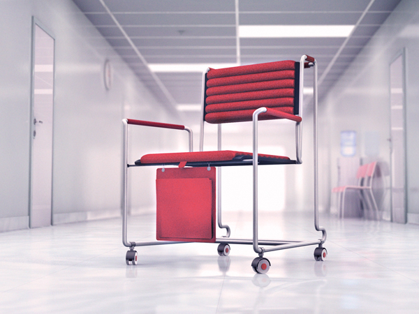chair 3D rendering retirement home walker stand aid camp-chair