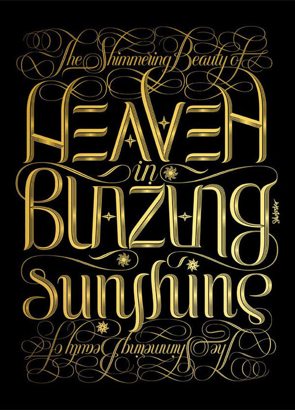art seb lester Limited Edition Print blazing ambigram lettering type gold silver