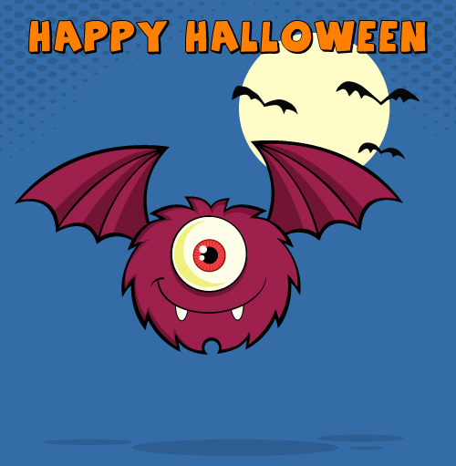 cartoon characters Mascot Halloween greeting beast vector devil graphic demon spooky horned alien funny creature