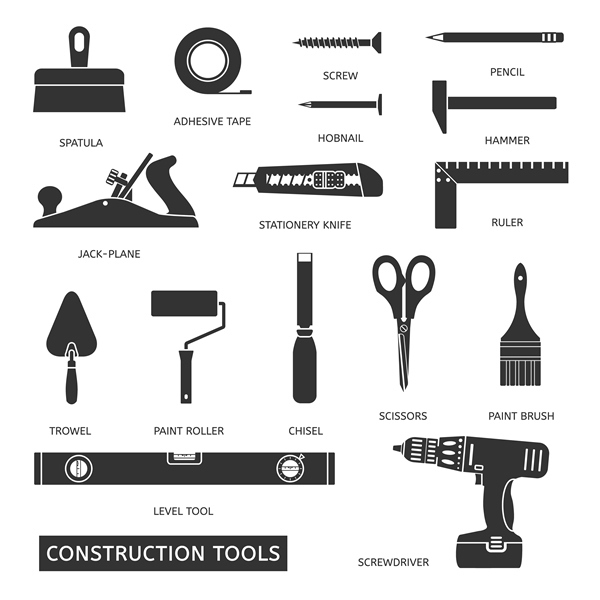 worker Carpentry tool equipment flat Icon industrial poster banner Work  instrument Repair industry construction builder