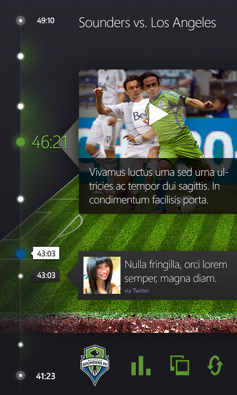 mobile windows phone digital experience design timeline soccer athletics