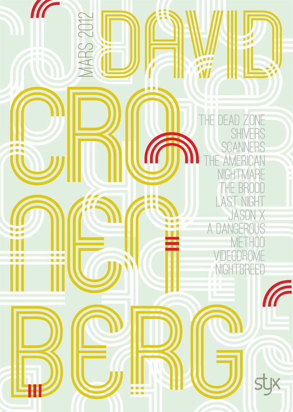 affiche david cronenberg Cinema programmation Typographie Illustrator vectoriel