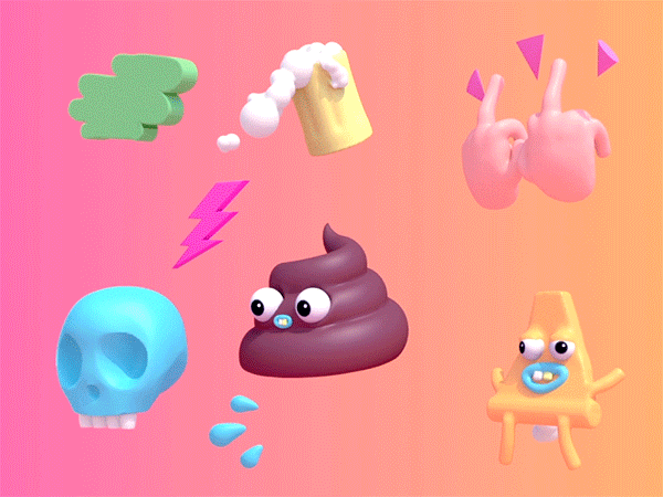 3D CG vray Maya gif Zbrush digital Character Emoji