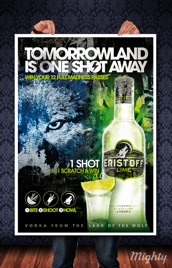 Eristoff Lime  Advertising  digital photo manipulation Frozen bottle poster