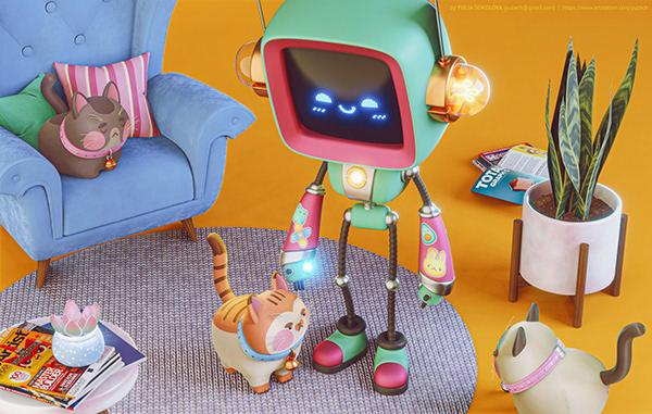 Robot and Cats