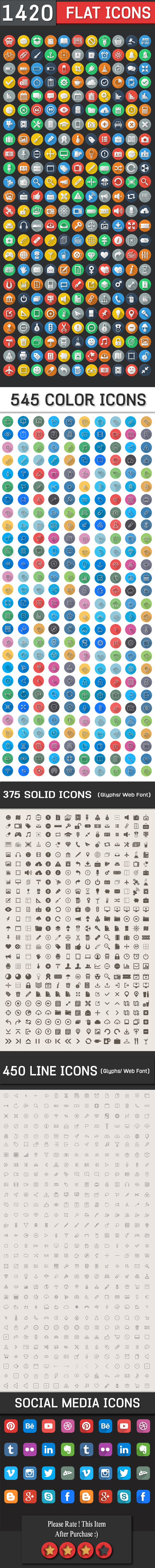 1420 Flat Icons - Colorful Icon Set | FlatLineIcons.com