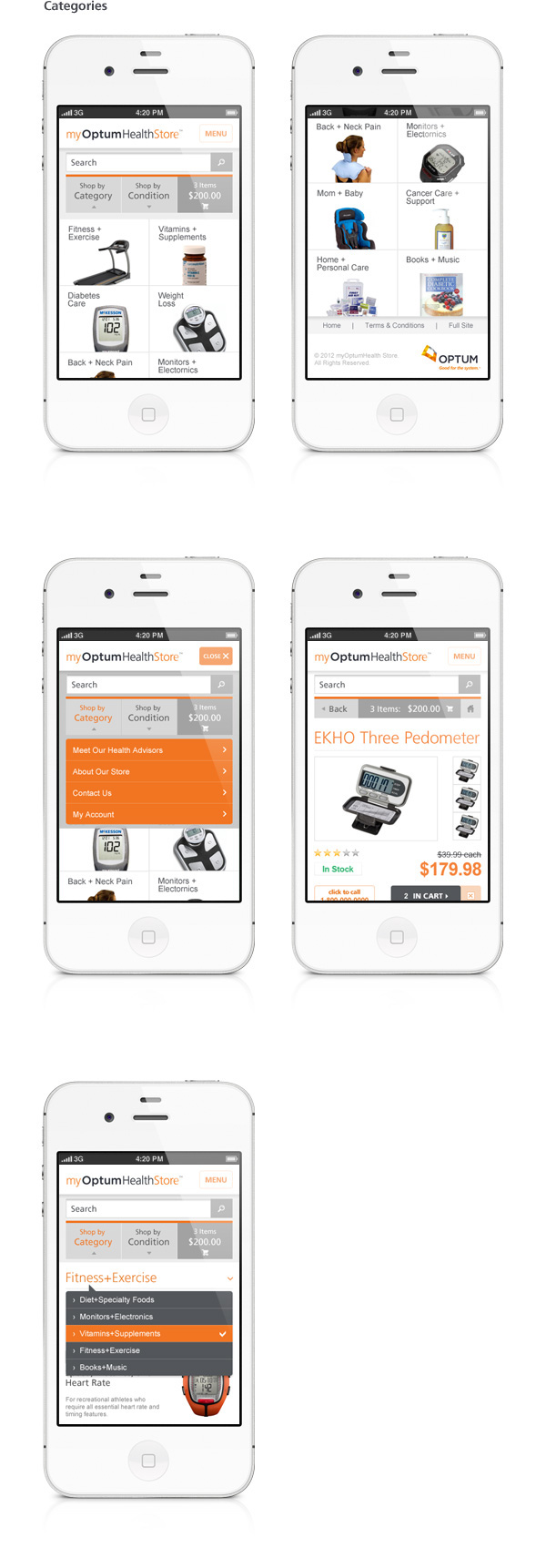 store optum Health mobile Mobile app Webdesign shop commerce