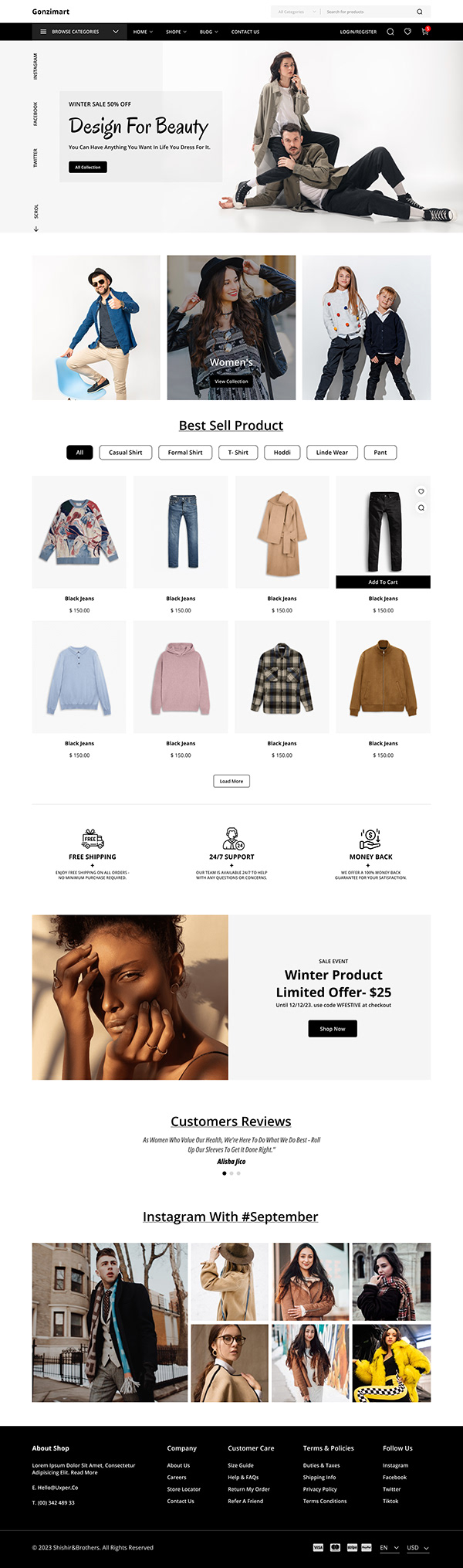 E commerce fashion & beauty website design