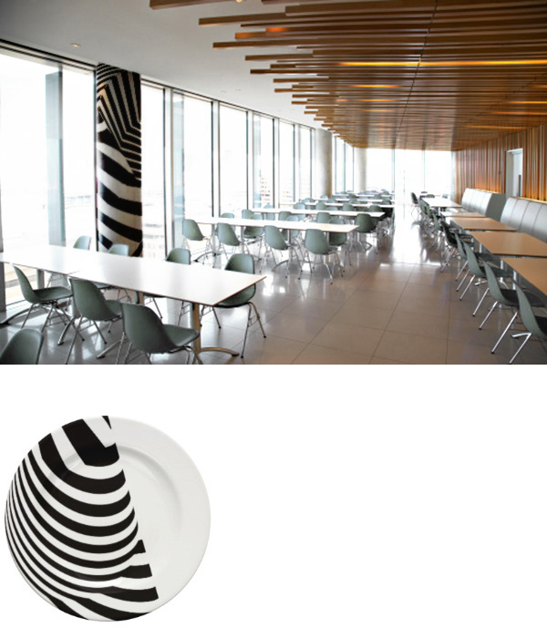 adidas cantine Retail cafe Kaffee cafeteria bistro employee corporate brand logo progressive black white op art Interior