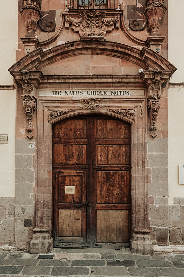 Mexican colonial architecture door in San Miguel de A.