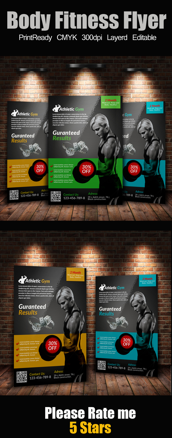 fitness club aerobic beauty body builng bodycombat Bodypump cardio Design Templates figure fitness flyer template graphicriver gym