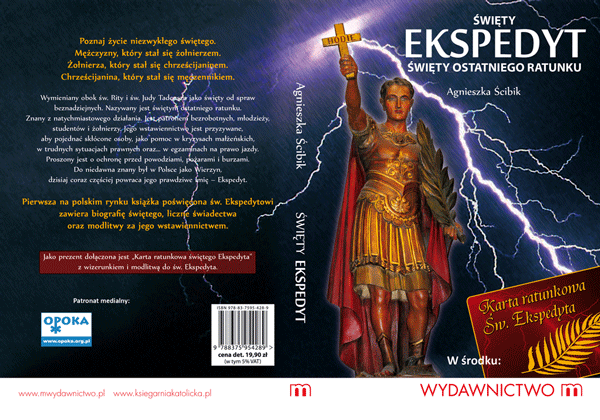 book cover expeditus saint print design święty ekspedyt