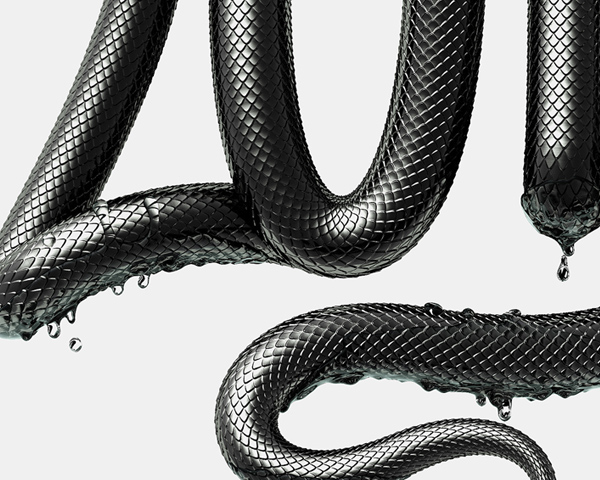 snake  lettering  3D Liquid chinese