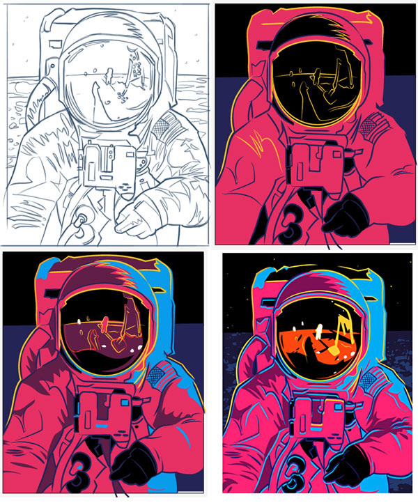 Space  warhol Aldrin art