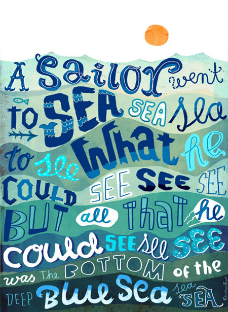 Adobe Portfolio lettering blue sea kids nursery rhyme Sailor Ocean