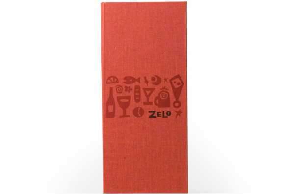break bread Hospitality zelo bacio menu refresh dining Experience restaurant fabric covered hardbound print whimsy whimsical Interior motif Quality Food  drink Fun red brown