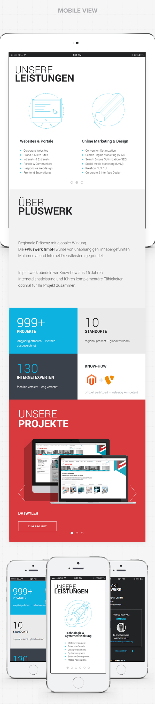 Pluswerk agency online marketing   magento TYPO3 germany Deutschland Responsive onepage development design