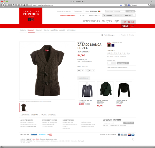 lion of porches  vestuario  clothes Homem mulher criança british Portugal e-commerce Website