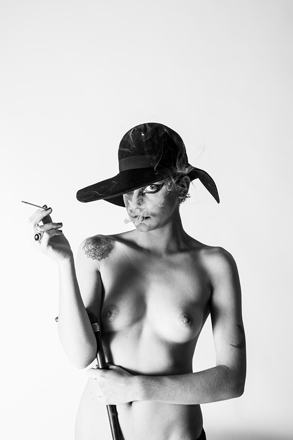 black White blacksoul nude hat Sigarettes eyes woman