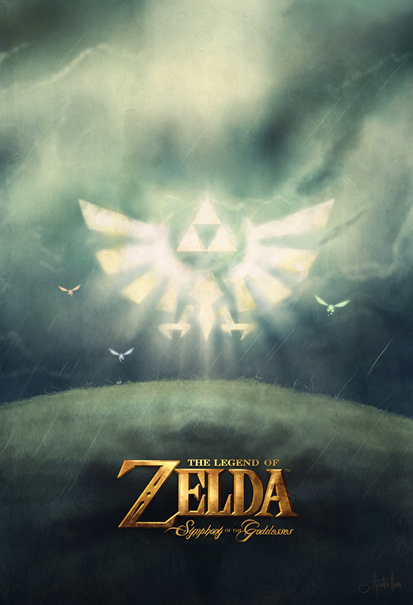 Nintendo poster concert symphony goddesses Legend of Zelda master sword digital fantasy epic mythical landsacpe