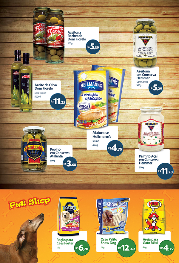 Supermarket Food  products market colorful tabloid shop