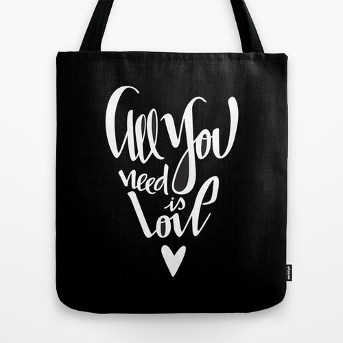 type the beatles print Icon Love typedesigne lettering handmade Tote Bag quote Custom lunol