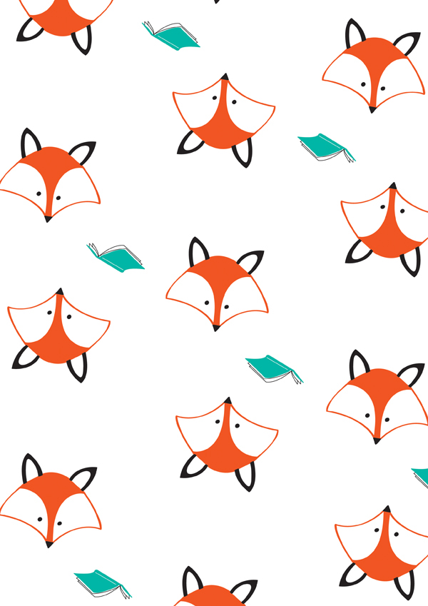 FOX  orange knitt sweater pattern books library foxes animals Mascot Mascots vector textures minimalist scarf