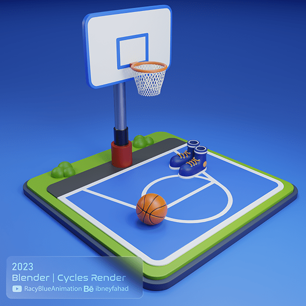 Basketball Court 3D Illustration | Blender