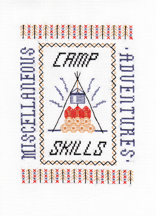 craft Embroidery type Nature outdoors cross stitch stitched thread Log Cabin adventure camping camp font
