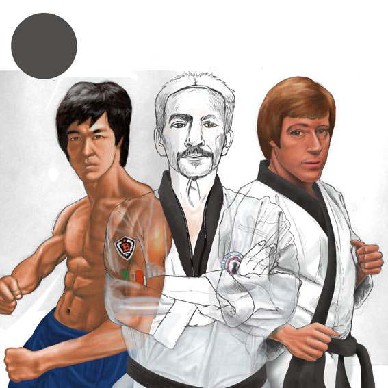 ilustracion dibujo bruce lee Chuck Norris artes marciales kung fu Fighter sport