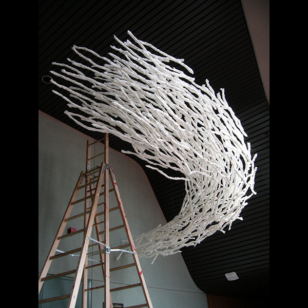 paper  sculpture  installation  hanging  wire  swarm  suspension