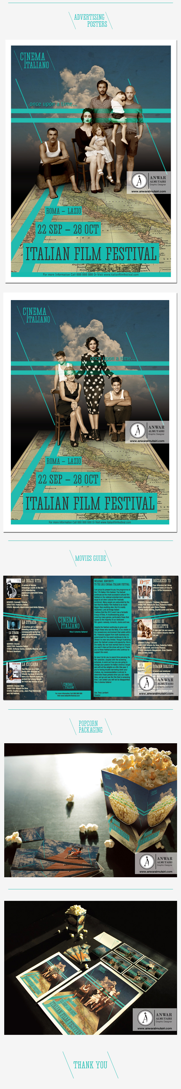 film festival  collage posters postcards Promotion Series Italian Cinema Festival italian logo magazine